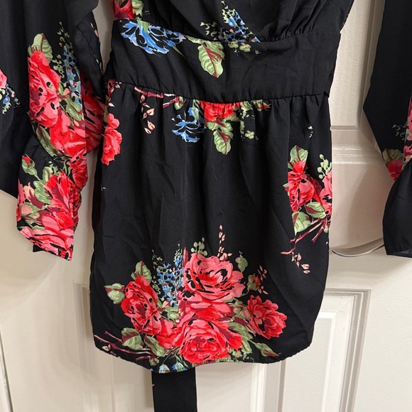 Vintage Betsey Johnson rayon black and pink floral - Picture 4 of 5